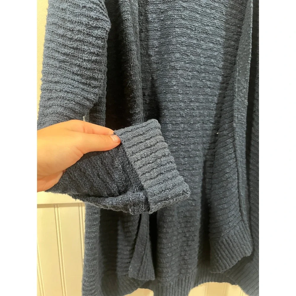 L.L. Bean‎ Cardigan Open Knit Cable Navy Blue Casual Comfy Women Size Large